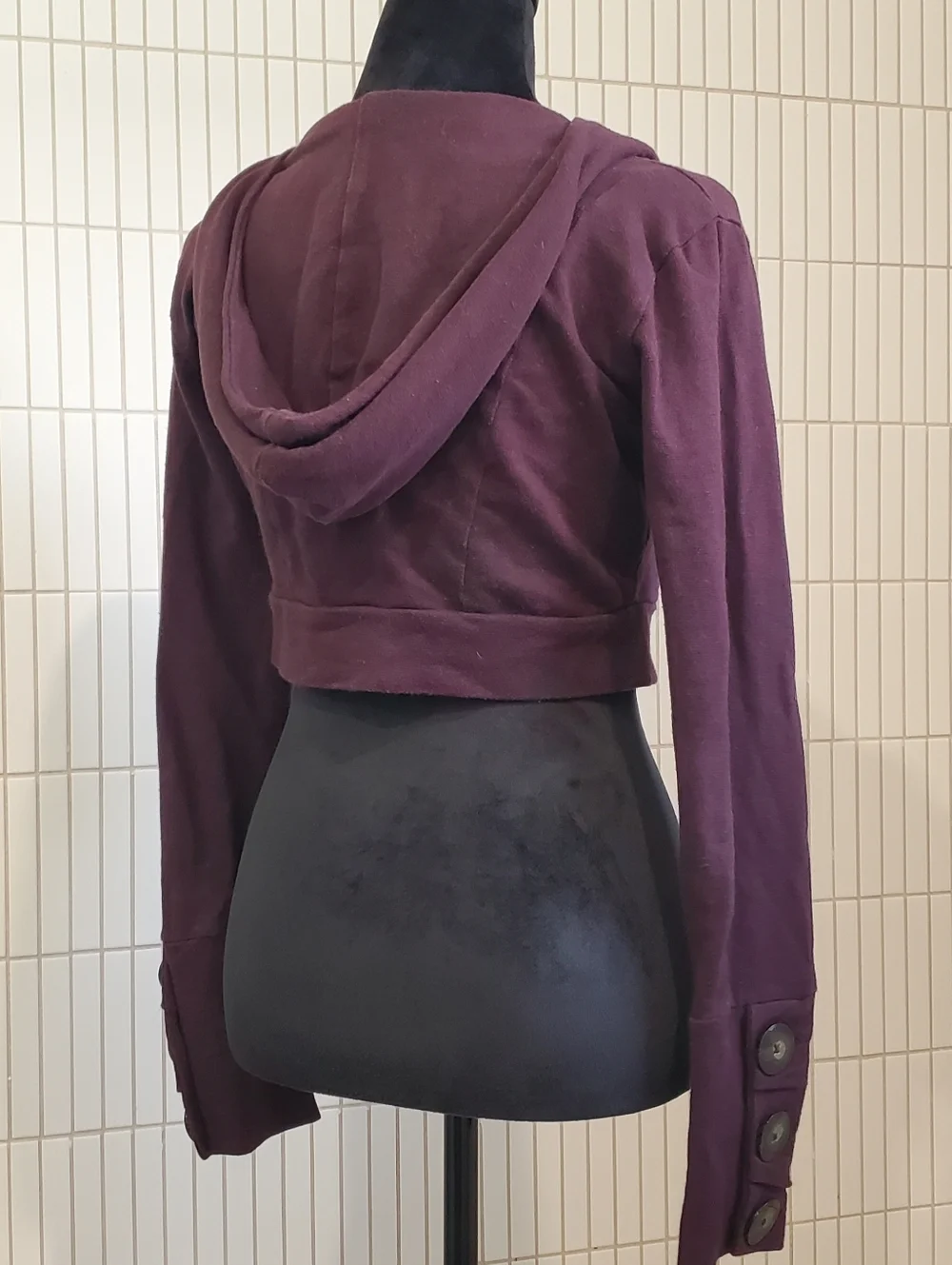Nomads Hemp Wear Womens Cropped Phenomenon Hoodie Jacket Plum Purple Size Small - Picture 7 of 9